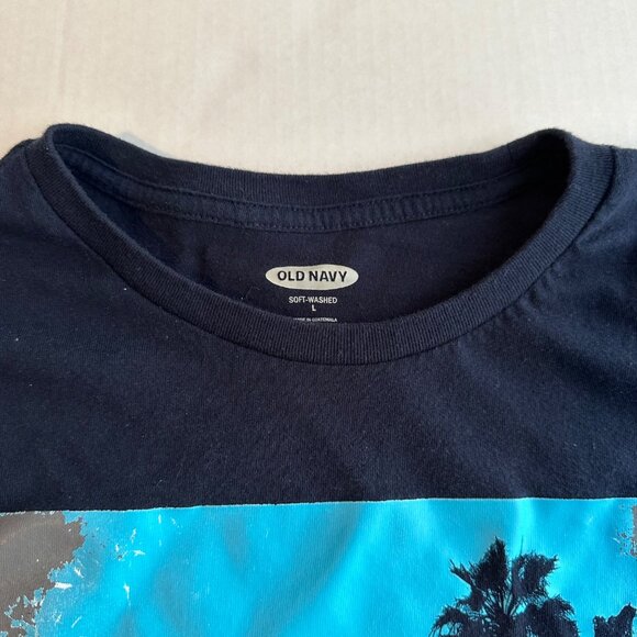 Old Navy Blue Short Sleeve Graphic Tee T-shirt Mens Large - Picture 5 of 9